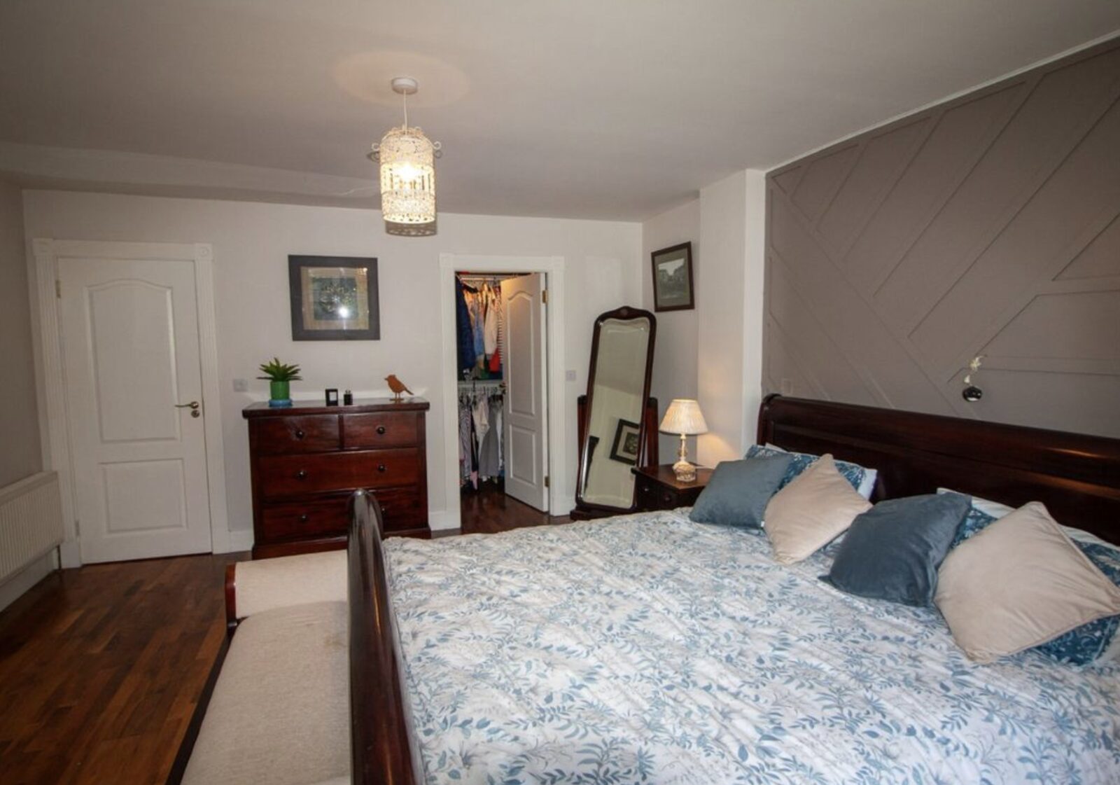 Master bedroom and walk-in wardrobe
